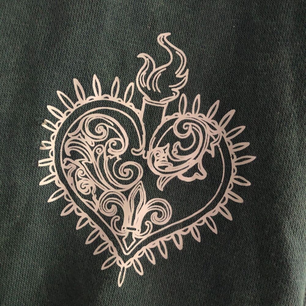 Daisy Street Hoodie XL Green Tie Dye Oversized Y2k Goth Hearts New York Grunge - Picture 6 of 16